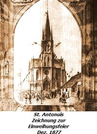 Speisekarte Bild Zeichnung Antoniuskirche um 1877